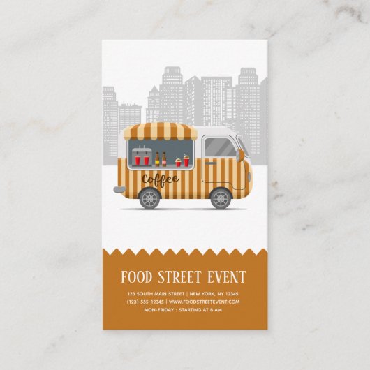 Carte De Visite Camion de nourriture cappuccino de rue café (Devant)