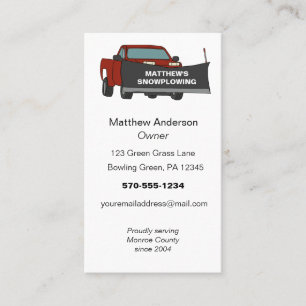 Carte De Visite Camion de ramassage à neige avec chaudière à neige