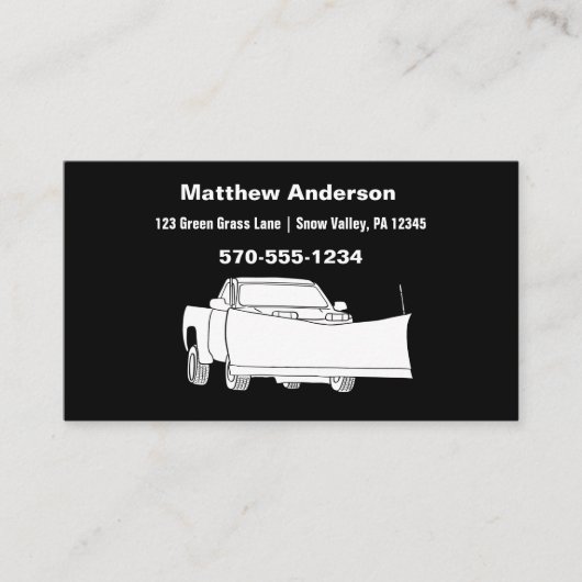 Carte De Visite Camion de ramassage à neige avec chaudière à neige (Devant)