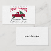 CARTE DE VISITE CAMION DE ROUGE DE FERME DE NOËL (Devant / Derrière)