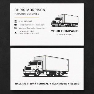 Carte De Visite Camion de services de déblaiement 