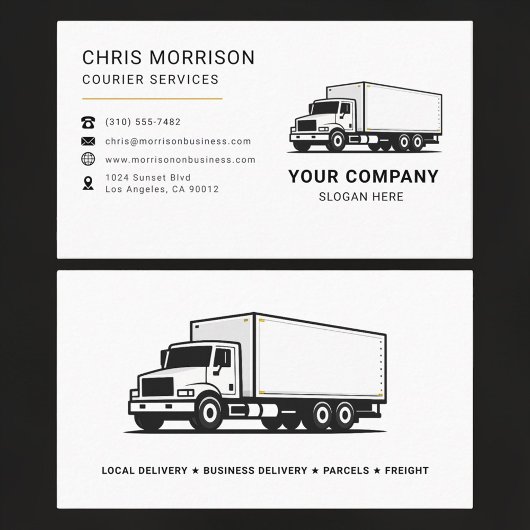 Carte De Visite Camion de services de messagerie