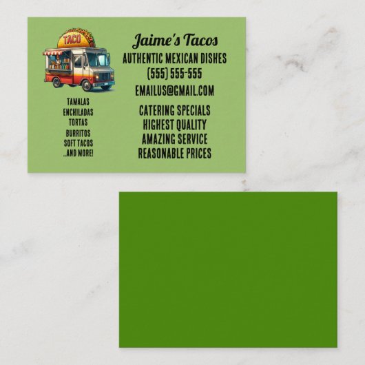 Carte De Visite Camion de tacos (Devant / Derrière)