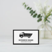 Carte De Visite Camion de vidange de construction noir et blanc (Debout devant)