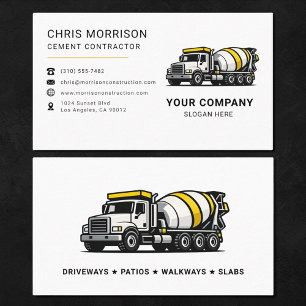 Carte De Visite Camion malaxeur de l'entrepreneur en ciment