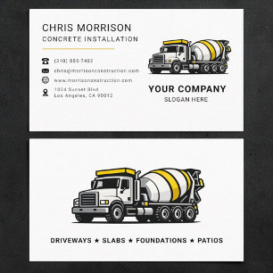 Carte De Visite Camion malaxeur pour installation de béton