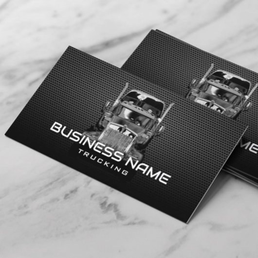 Carte De Visite Camion professionnel Semi Camion Black Metal