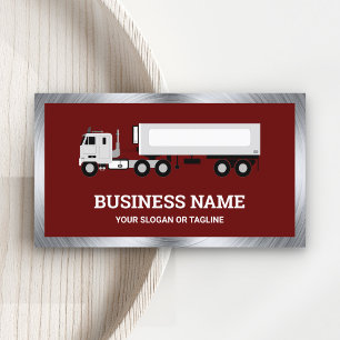 Carte De Visite Camion Remorque de Transport Logistique Rouge Fonc