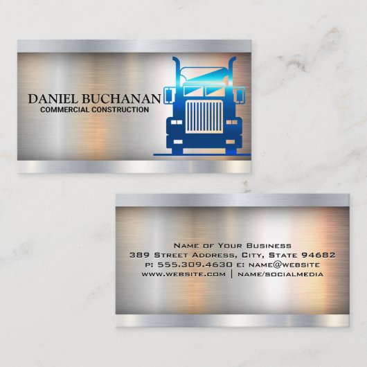 Carte De Visite Camion semi-métallique bleu (Devant / Derrière)