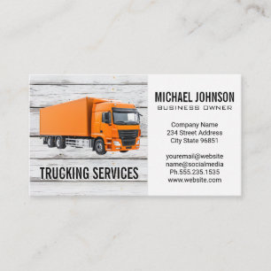 Carte De Visite Camion semi-orange   Transport de construction