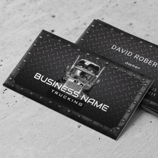Carte De Visite Camion semi-professionnel en métal noir