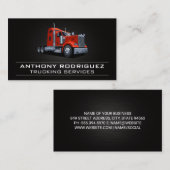 Carte De Visite Camion Semi-Rouge | Pilote | Logistique (Devant / Derrière)