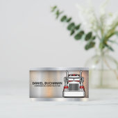 Carte De Visite Camion Semi-Rouge | Pilote | Metallique (Debout devant)