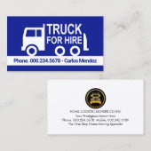 Carte De Visite Camion Simple à Louer (Devant / Derrière)