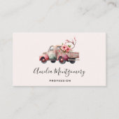 Carte De Visite Camion Vintage rose (Devant)