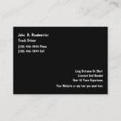 Carte De Visite Camionnage de grand format (Dos)