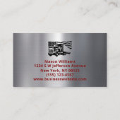 Carte De Visite Camionnage Transport Metal Design Trucker Company (Dos)