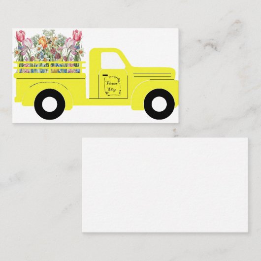 Carte De Visite Camionnette à fleurs (Devant / Derrière)