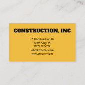 Carte De Visite Camions de chantier de construction (Dos)