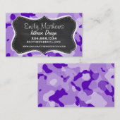 Carte De Visite Camo Améthyste Violet; Camouflage; Tableau noir (Devant / Derrière)