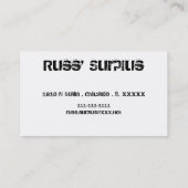 Carte De Visite Camo urbain en surplus (Dos)