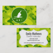 Carte De Visite Camo vert Apple ; ski de neige (Devant / Derrière)