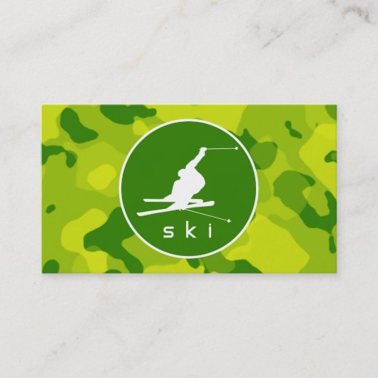 Carte De Visite Camo vert Apple ; ski de neige (Devant)