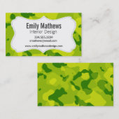Carte De Visite Camo vert pomme ; Camouflage (Devant / Derrière)