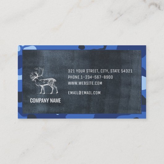 Carte De Visite Camouflage Bleu Camo Armée Fournitures extérieures (Dos)