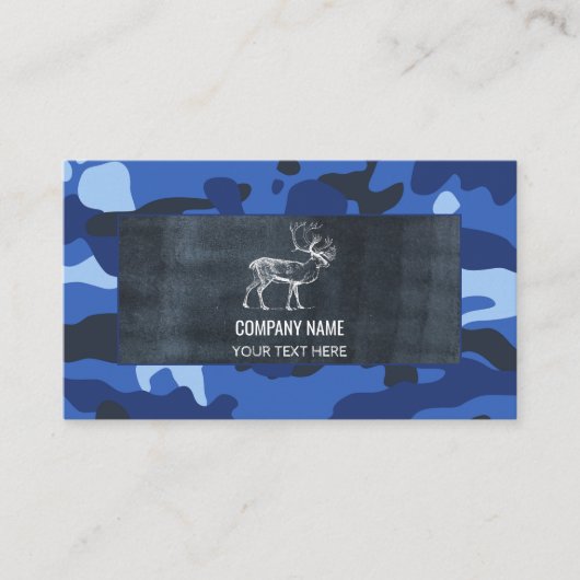 Carte De Visite Camouflage Bleu Camo Armée Fournitures extérieures (Devant)