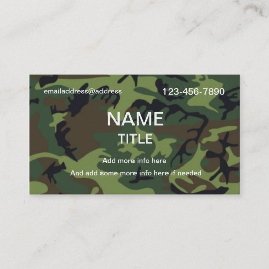 Carte De Visite Camouflage de jungle (Devant)