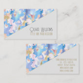 Carte De Visite Camouflage Métallique Rose Bleu Or Abstrait (Devant / Derrière)