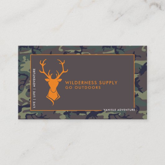 Carte De Visite Camouflage Orange Deer Logo Vente au détail (Devant)