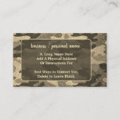 Carte De Visite Camouflage Parties scintillant or foncé Monogramme (Dos)