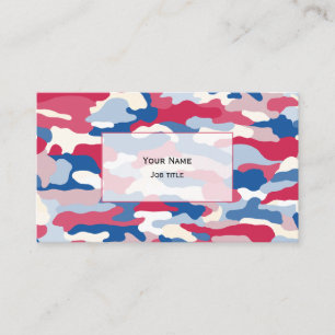 Carte De Visite Camouflage Rouge Blanc & Bleu (blanc transparent)