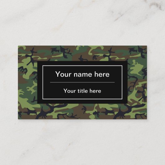 Carte De Visite Camouflage vert, Armée (Dos)