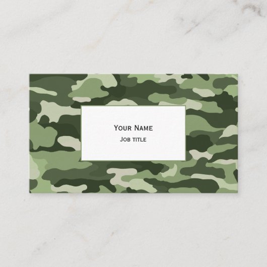 Carte De Visite Camouflage Vert (blanc uni) (Devant)