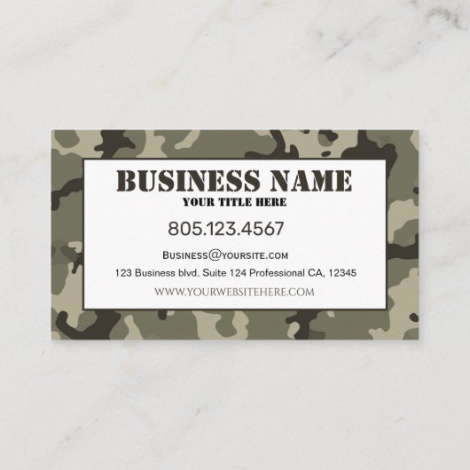 Carte De Visite Camouflage vert coupé (Dos)