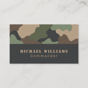 Carte De Visite Camouflage Woodland Camo Khaki Tan Black Monogramm
