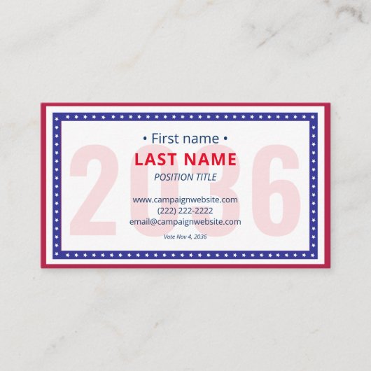 Carte De Visite Campagne bilingue Coordonnées Info Voter Sensibili (Devant)