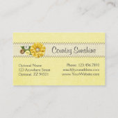 Carte De Visite Campagne Ferme Boutons à coudre jaune et fleurs (Dos)