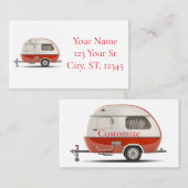 Carte De Visite Camper Teardrop Classic Retro Thunder_Cove (Devant / Derrière)