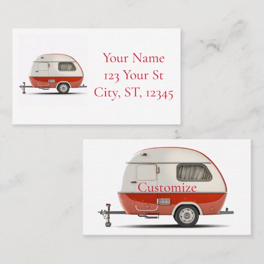 Carte De Visite Camper Teardrop Classic Retro Thunder_Cove (Devant / Derrière)