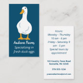 Carte De Visite Camping Blanc Canard bleu marine (Devant / Derrière)