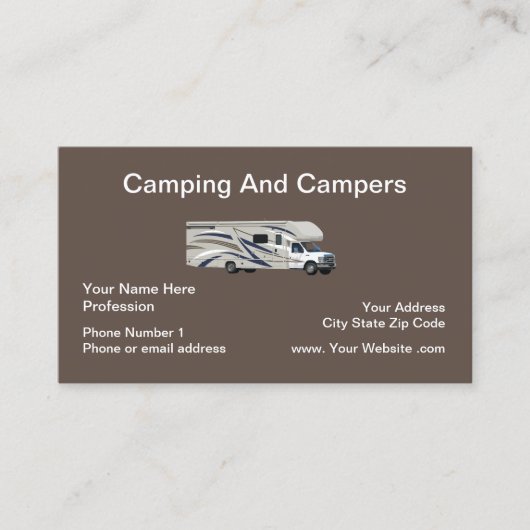 Carte De Visite Camping Camping Camper Thème (Devant)