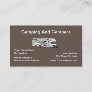 Carte De Visite Camping Camping Campgrounds Thème Camper