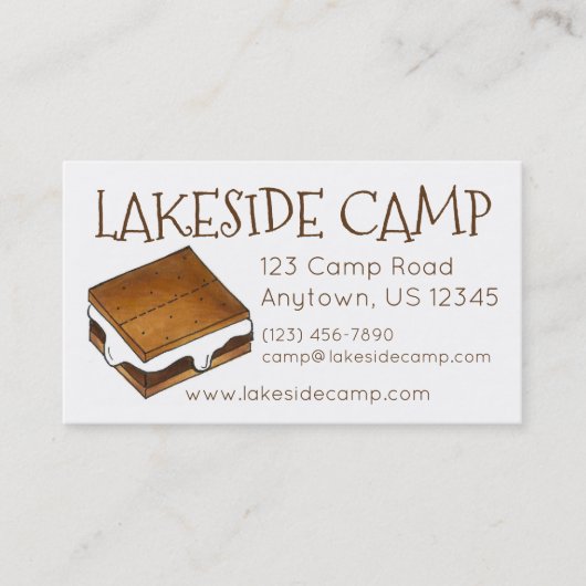 Carte De Visite Camping d'été Feu de Campfire Smore Marshmallow S' (Devant)