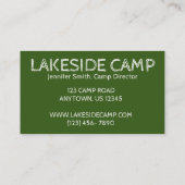 Carte De Visite Camping d'été Sleepaway Camping Camping (Dos)