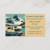 Carte De Visite Camping Editable Blue Trailer Park (Devant)