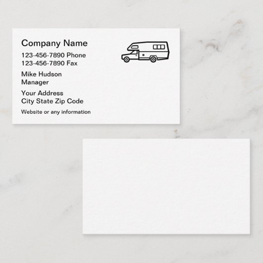 Carte De Visite Camping et Compers (Devant / Derrière)